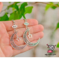 Кулон для двоих друзей "Best Friends Forever. Луна звезды. Цена за набор